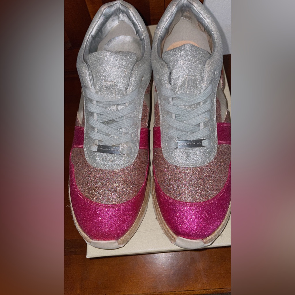 Stella Mccartney Glitter Pink And Silver Sneakers